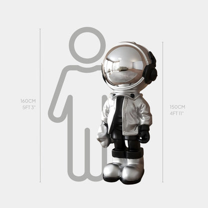 Large Lunar Silver Astronaut Beats Sculpture - 150cm