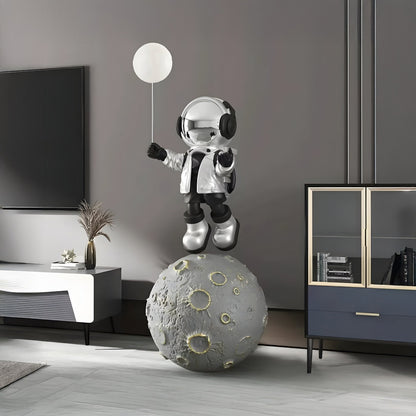 Large Lunar Silver Astronaut Glow Balloon Moonwalk Sculpture - 140cm
