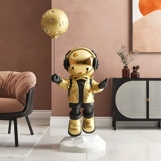 Medium Celestial Gold Astronaut Moon Balloon Sculpture - 110cm