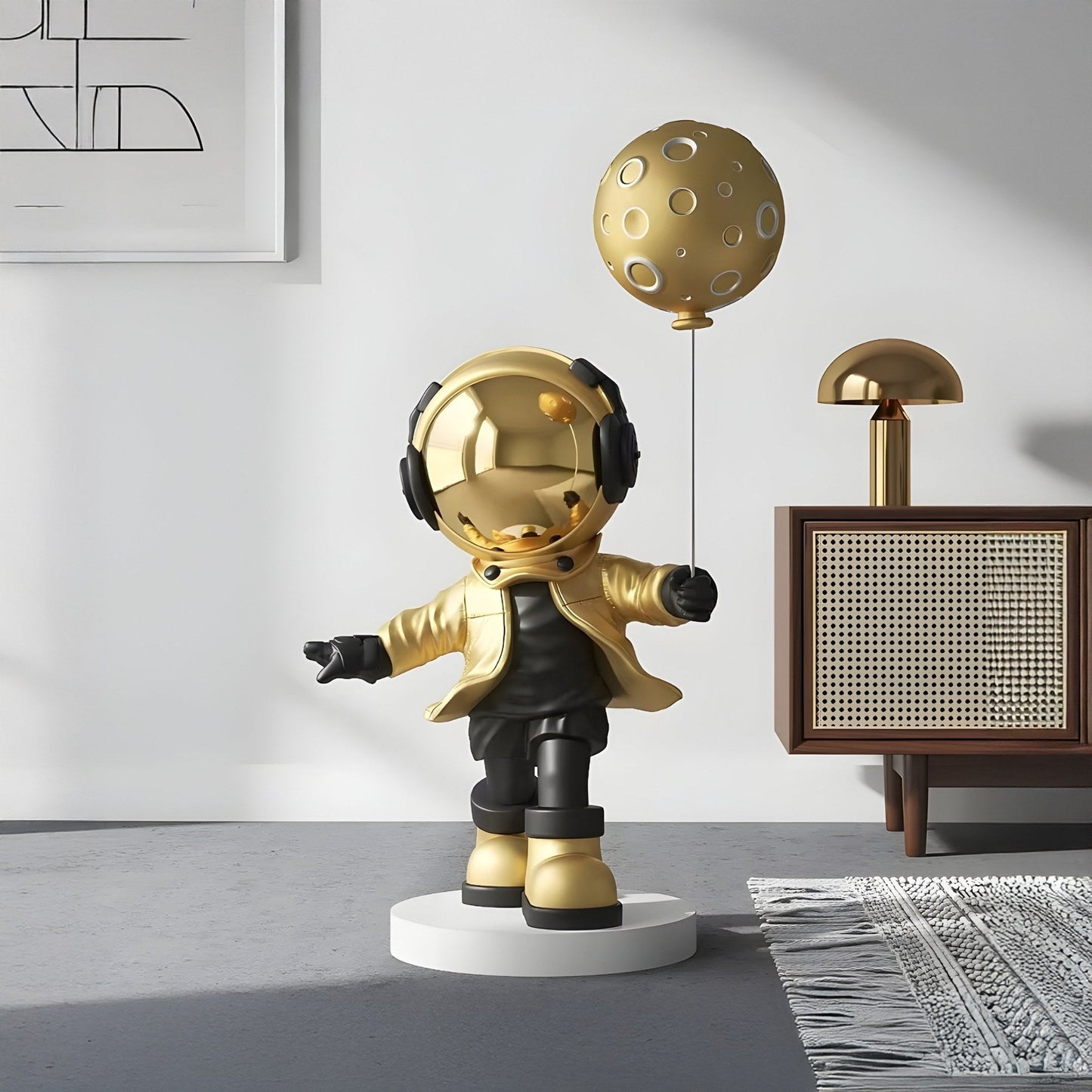 Medium Celestial Gold Astronaut Moon Balloon Sculpture - 96cm