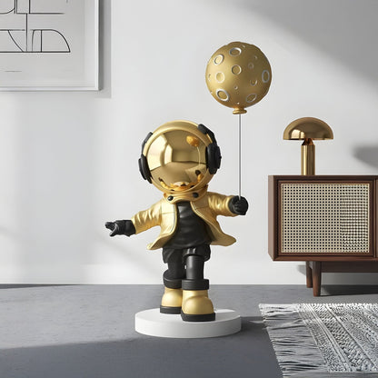 Medium Celestial Gold Astronaut Moon Balloon Sculpture - 96cm