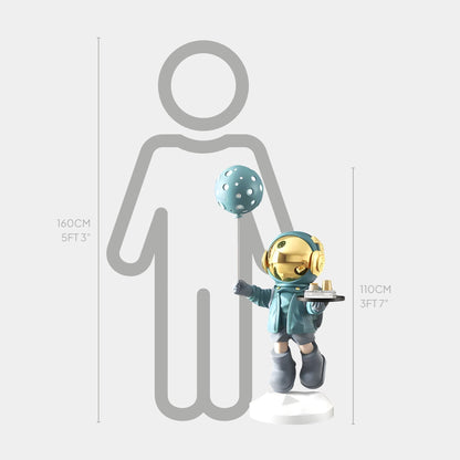Medium Galactic Blue Astronaut Butler Balloon Sculpture - 110cm