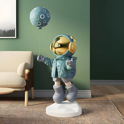 Medium Galactic Blue Astronaut Moon Balloon Sculpture - 110cm