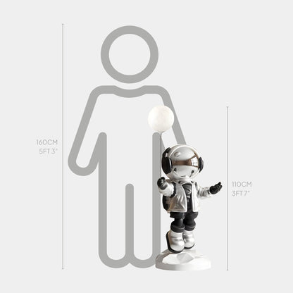Medium Lunar Silver Astronaut Glow Balloon Sculpture - 110cm
