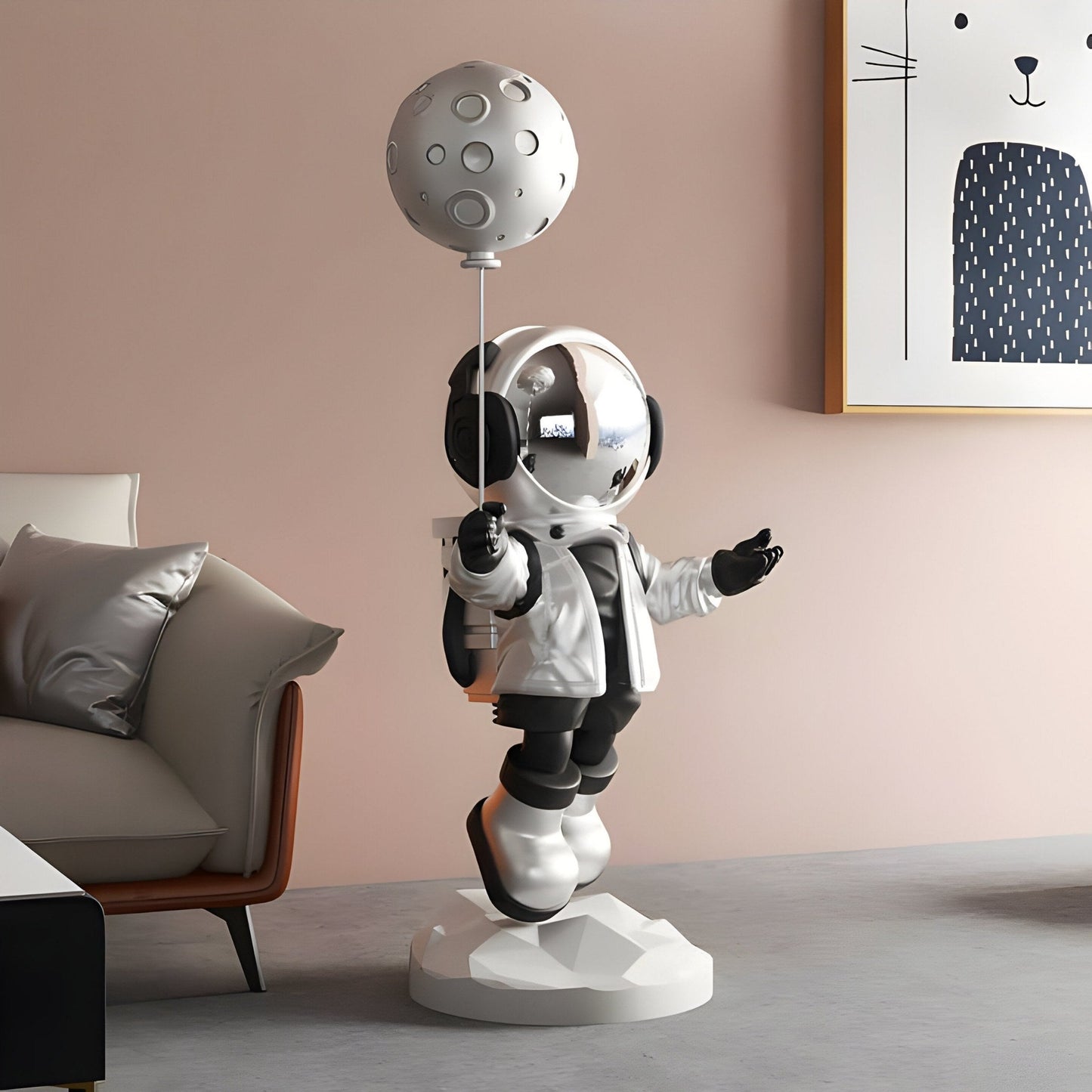Medium Lunar Silver Astronaut Moon Balloon Sculpture - 110cm