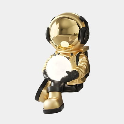 Small Celestial Gold Astronaut Glow Seated I Sculpture - 53cm